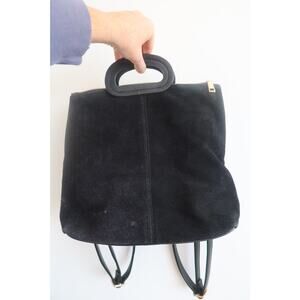 Moda Luxe Suede Leather Backpack with Gold Hardware Chic Modern Profile